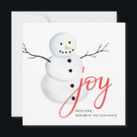 Joy. Watercolor cute Christmas snowman. Red white Holiday Card<br><div class="desc">Red and white Christmas card with watercolor snowman. Contact me,  please,  if you need additional items.</div>