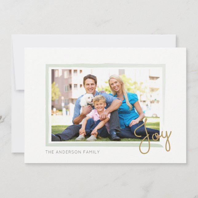 Joy Watercolor Minimal Christmas Photo Holiday Card (Front)