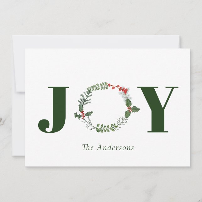 Joy Watercolor Wreath Christmas Holiday (Front)