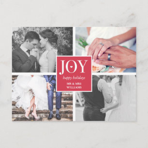 Joy   Wedding Photo Collage   Happy Holidays Holiday Postcard