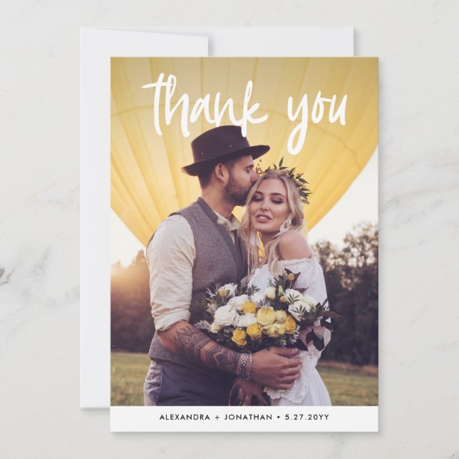 Joy | Wedding Photo Thank You Card (Front)
