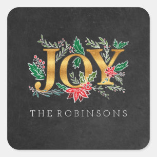 Joy Winter Christmas Foliage Sticker