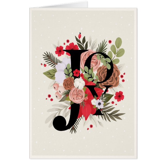 joy winter floral christmas holiday card (Front)