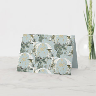 Joy Winter Forest Font Green Bow Gold Snow Holiday Card