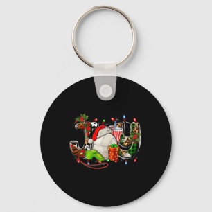 Joy With Volleyll And Santa Hat Christmas Lights P Key Ring