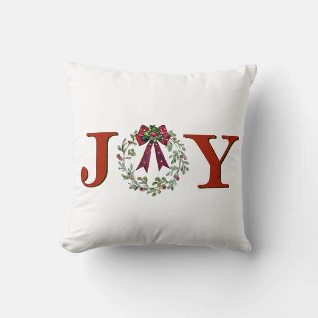 Joy With Wreath Cushion (Front)