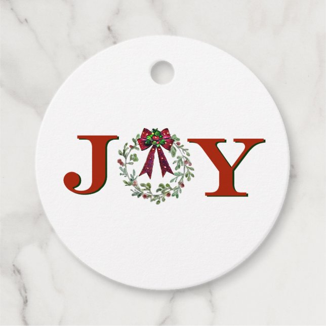 Joy With Wreath Favour Tags (Front)