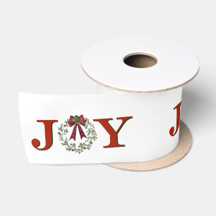 Joy With Wreath Satin Ribbon