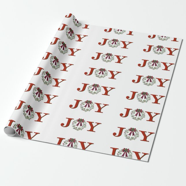 Joy With Wreath Wrapping Paper (Unrolled)