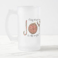 Joy word art candy cane ornament and holly