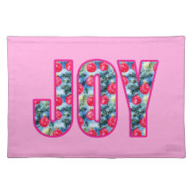 JOY Word Art in Fuchsia Pink and Teal Green
