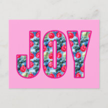 JOY Word Art in Fuchsia Pink and Teal Green