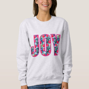 JOY Word Art in Fuchsia Pink and Teal Green Sweatshirt
