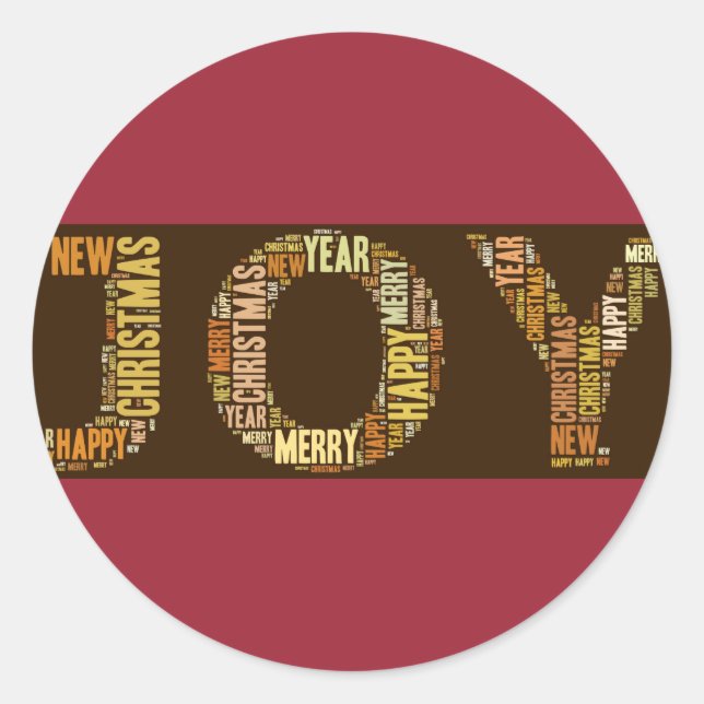 JOY Wordcloud Christmas Classic Round Sticker (Front)