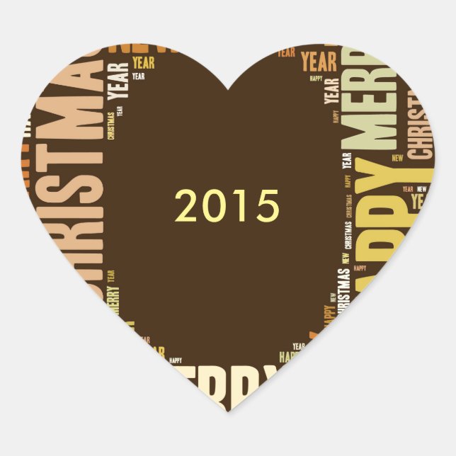 JOY Wordcloud Christmas Heart Sticker (Front)