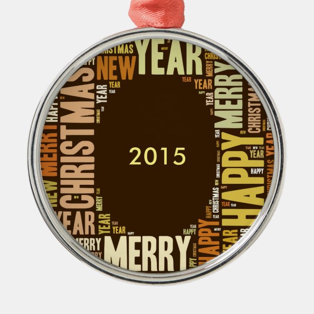 JOY Wordcloud Christmas Metal Tree Decoration (Front)