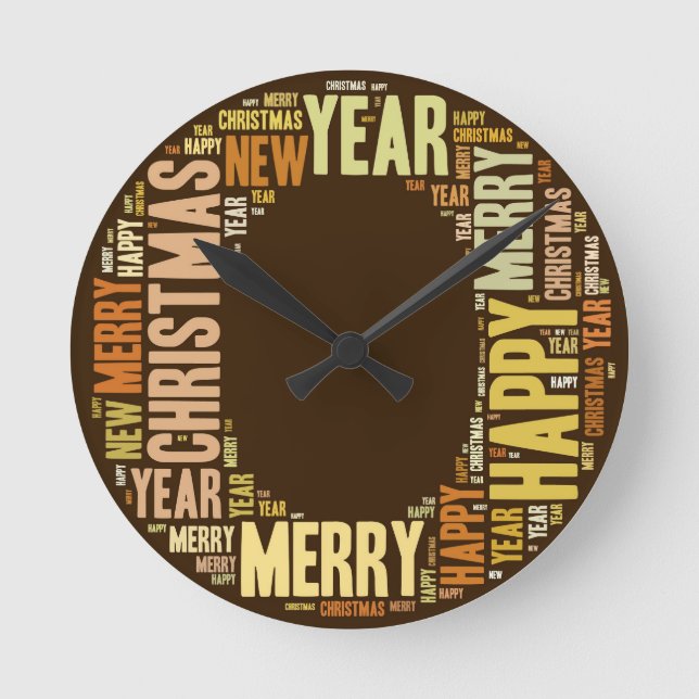 JOY Wordcloud Christmas Round Clock (Front)