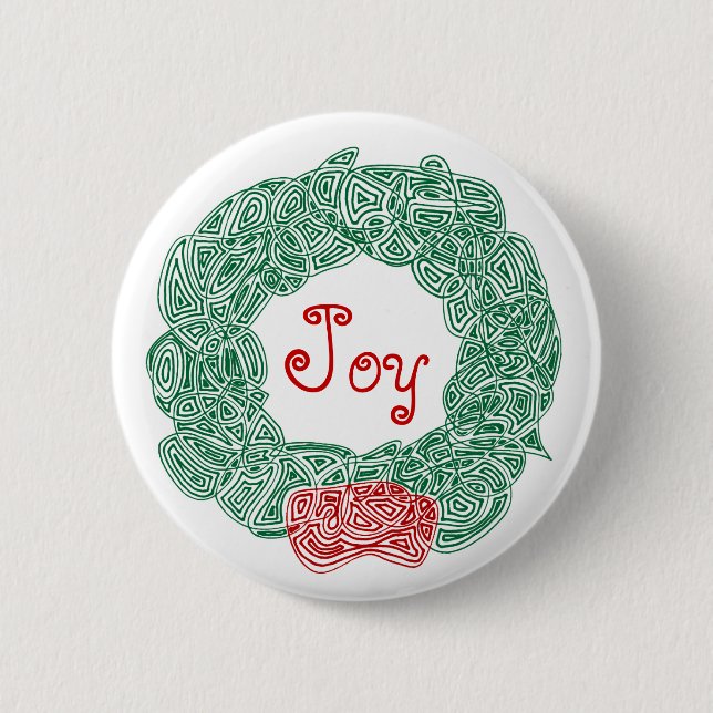 Joy Wreath 6 Cm Round Badge (Front)