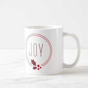 Joy Wreath and Berries Festive Holiday Mug