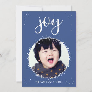 Joy Wreath - Blue & White Holiday Photo