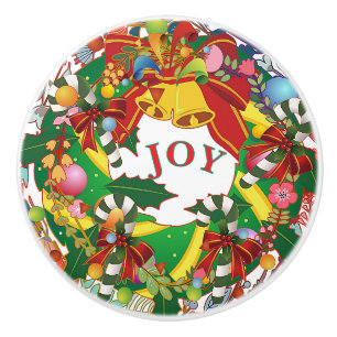 Joy Wreath Ceramic Drawer Pull