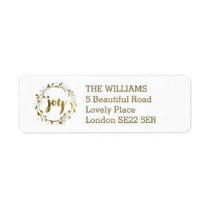 Joy Wreath Christmas Return Address Label