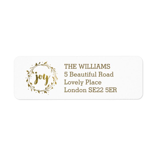 Joy Wreath Christmas Return Address Label (Front)