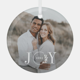 Joy Wreath Custom Photo Christmas Ornament