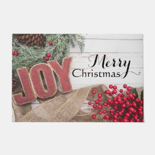 Joy & Wreath Holiday Collection Doormat
