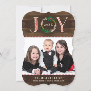 Joy Wreath Holiday Photo Card Christmas Card