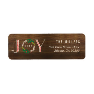 Joy Wreath Holiday Return Address Labels