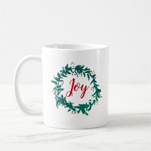 Joy Wreath Painting Berries Coffee Mug