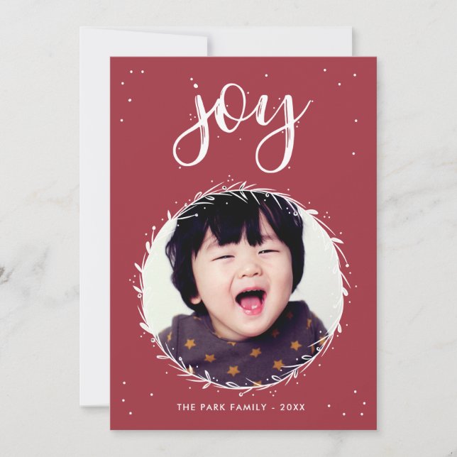 Joy Wreath - Red & White Holiday Photo (Front)