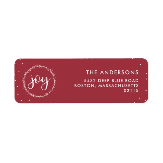 Joy Wreath - Red & White Holiday Return Address Label