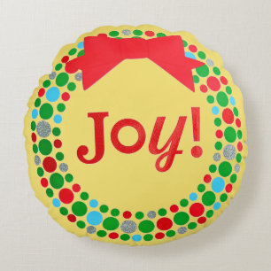 Joy Wreath Round Cushion