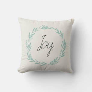 Joy Wreath Throw Pillow