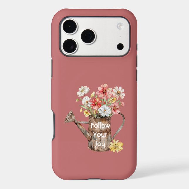 Joy Yellow Pink Flowers Watering Can (Back)