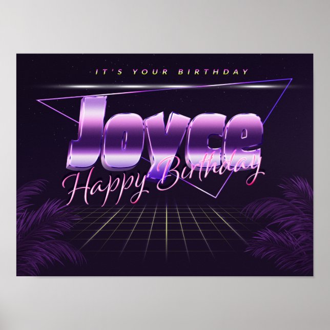 Joyce Name Vorname lila retro Poster Geburtstag (Front)