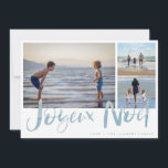Joyeaux Noel Beach Photo Christmas Holiday Card<br><div class="desc">Family three photo collage "Joyeux Noel" beach design holiday card. Customised with three of your favourite photos,  greeting and family name.</div>