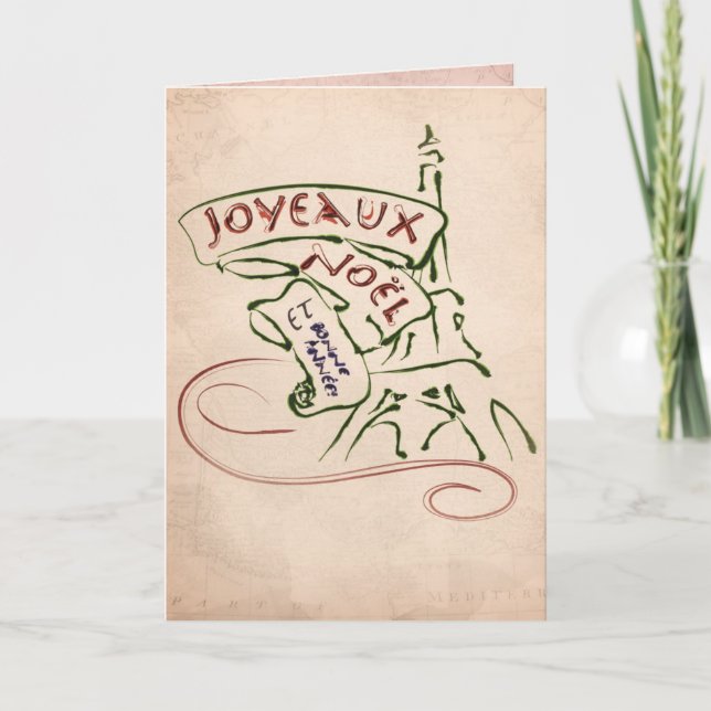 Joyeaux Noël Eiffel Tower Christmas Card (Front)