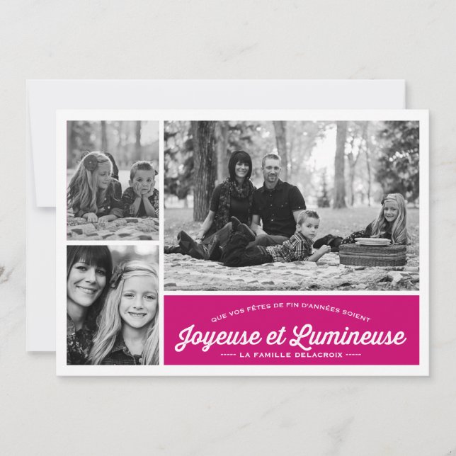 Joyeuse et Lumineuse 3 carte de photo de vacances (Front)