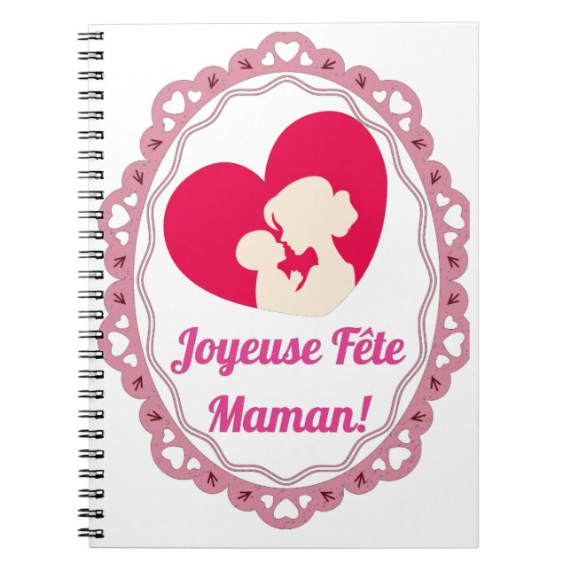 Joyeuse Fête Maman – Cadre Vintage  Notebook (Front)