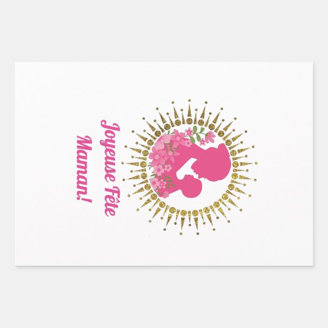 Joyeuse Fête Maman  Wrapping Paper Sheet (Front)