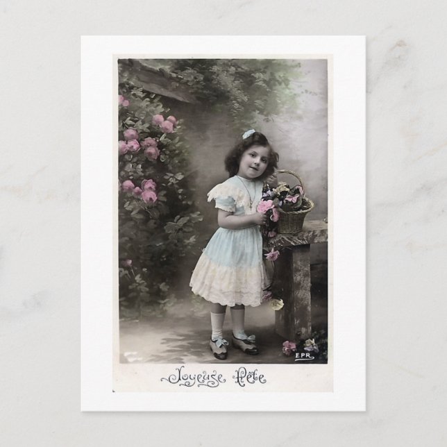 "Joyeuse Fete" Vintage French Christmas Holiday Postcard (Front)