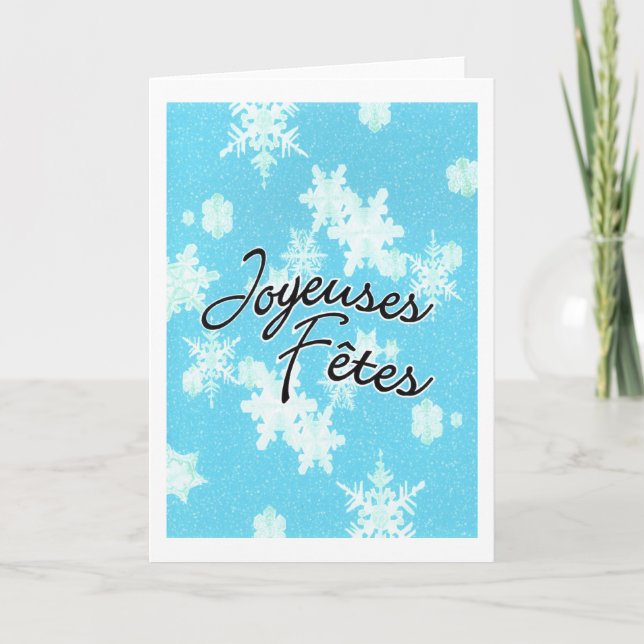 Joyeuse Fetes snowflakes Holiday Card (Front)