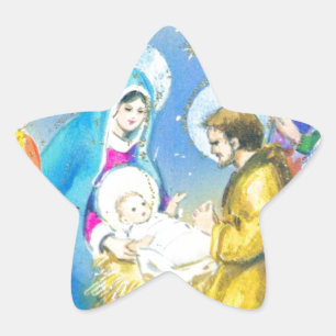 Joyeuse Noel, Vintage French Christmas Card Star Sticker