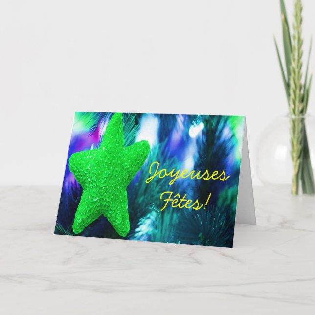 Joyeuses Fêtes et bonne année Green Star III Holiday Card (Front)