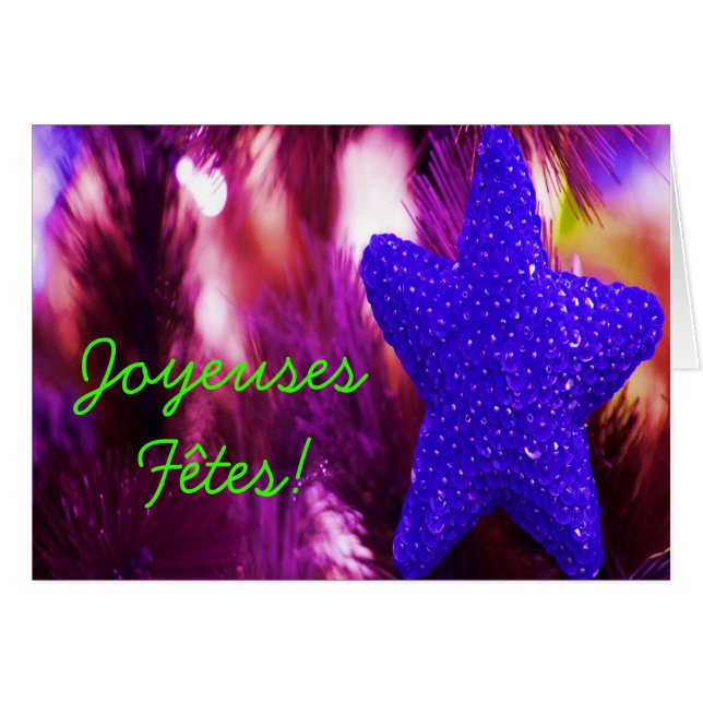Joyeuses Fêtes et Bonne Année Purple Blue Star I (Front Horizontal)