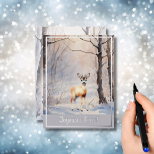  Joyeuses fêtes - roe deer Foil Holiday Postcard