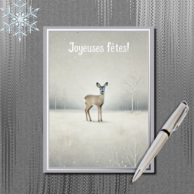  Joyeuses fêtes - roe deer no2 Foil Holiday Postcard (Creator Uploaded)